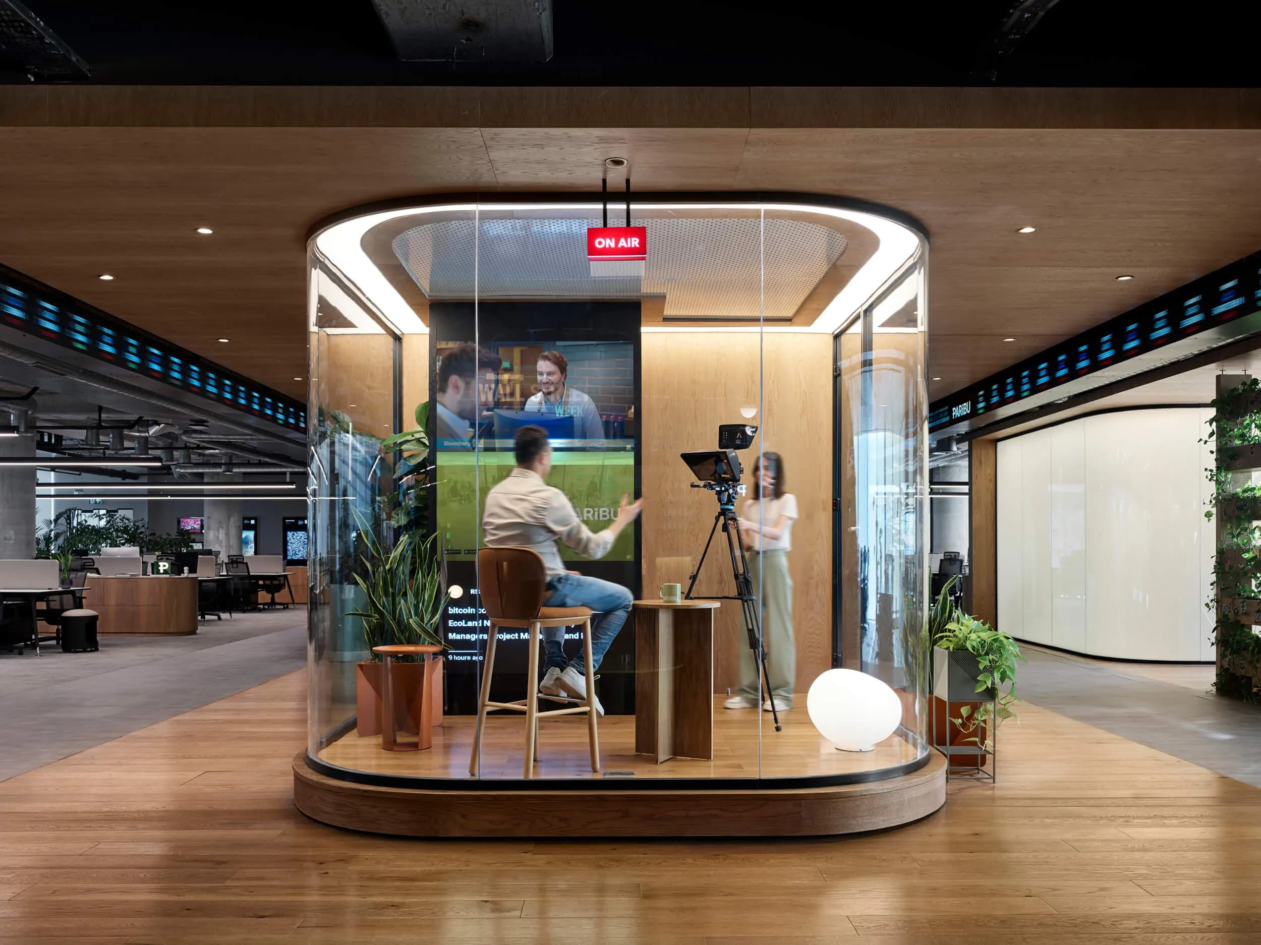 Modern meeting pod equipped with video conferencing